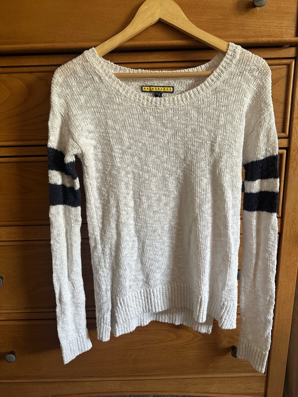 Prince & Fox Legging Sweater Tunic White Navy Blue Ringer Sleeve Womens XS